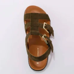 Sandales spartiates croûte de cuir
