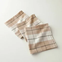 Serviette de table carreaux tissé teint - lot de 3