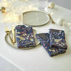 Serviette de table en coton imprimé herbier - lot de 3