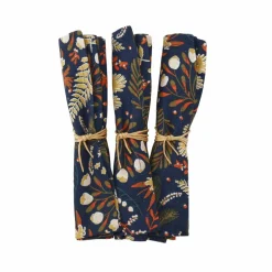 Serviette de table en coton imprimé herbier - lot de 3