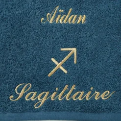 Serviettes de bain brodées Sagittaire personnalisable - 420g/m2