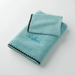 Serviettes de bain finition broderie fantaisie personnalisable - 420g/m2