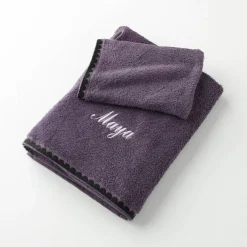 Serviettes de bain finition broderie fantaisie personnalisable - 420g/m2