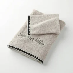 Serviettes de bain finition broderie fantaisie personnalisable - 420g/m2