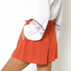 Short crépon uni, effet jupette
