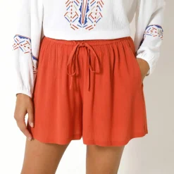 Short crépon uni, effet jupette