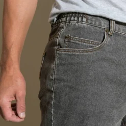 Short denim élastiqué côtés