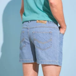 Short denim élastiqué côtés