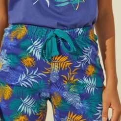 Short de pyjama en coton - imprimé tropical