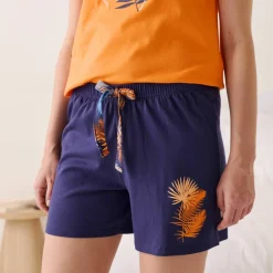 Short de pyjama en coton - uni tropical