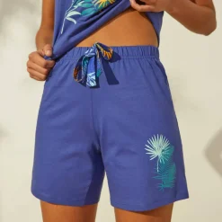 Short de pyjama en coton - uni tropical