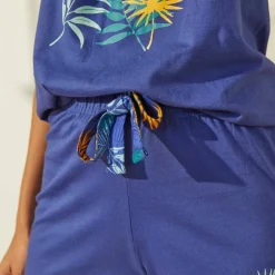 Short de pyjama en coton - uni tropical
