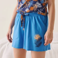 Short de pyjama en coton - uni tropical
