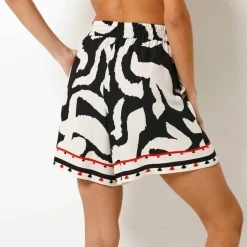 Short large fluide imprimé, viscose