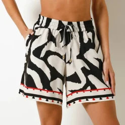 Short large fluide imprimé, viscose
