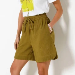 Short large taille haute, gaze de coton