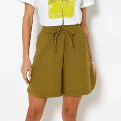 Short large taille haute, gaze de coton
