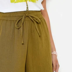 Short large taille haute, gaze de coton