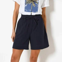 Short large taille haute, gaze de coton
