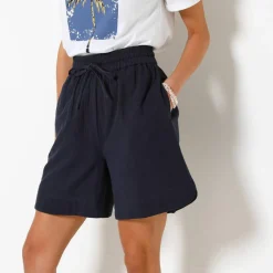 Short large taille haute, gaze de coton