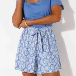 Short noué viscose fluide, imprimé