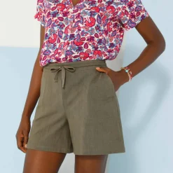 Short uni, coton-lin