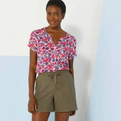 Short uni, coton-lin