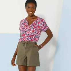 Short uni, coton-lin