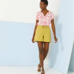 Short uni, coton-lin