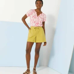 Short uni, coton-lin
