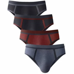 Slip fermé coutures contrastées, taille haute - lot de 4