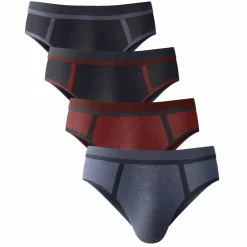 Slip fermé coutures contrastées, taille haute - lot de 4