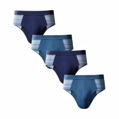 Slip fermé élastiqué taille haute rayures fil teint - lot de 4