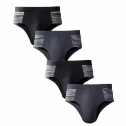 Slip fermé élastiqué taille haute rayures fil teint - lot de 4
