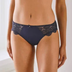 Slip maille satinée et tulle brodé Caprera