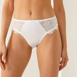 Slip maille satinée et tulle brodé Caprera