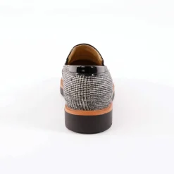 Slippers compensées à franges et pompons - carreaux/gris