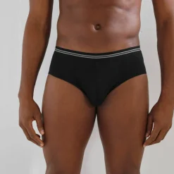 Slip uni noir ceinture rayée - lot de 4