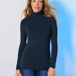 Sous-pull col roulé coton stretch uni
