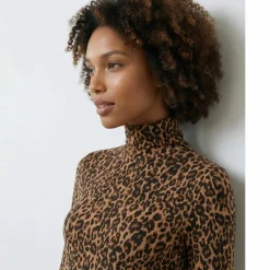 Sous-pull col roulé imprimé peau de bête, stretch