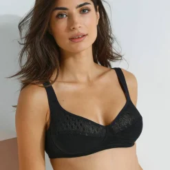 Soutien-gorge coton dentelle uni Coria - sans armatures