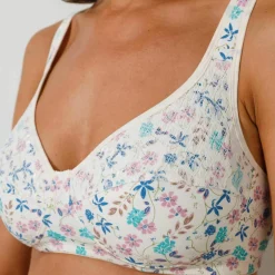 Soutien-gorge coton imprimé fleuri spécial opération du sein- sans armatures