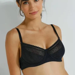 Soutien-gorge coton stretch et tulle plumetis Kalaoa - avec armatures
