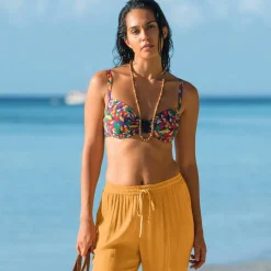 Soutien-gorge de bain drapé imprimé Toboki, avec armatures