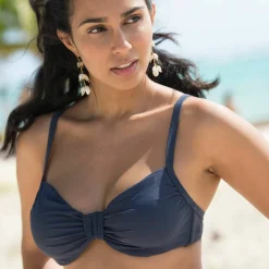 Soutien-gorge de bain drapé uni Solaro, avec armatures