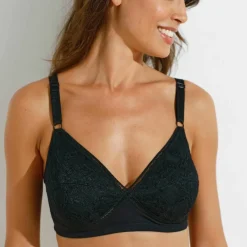 Soutien-gorge dentelle et coton stretch forme croisée - sans armatures