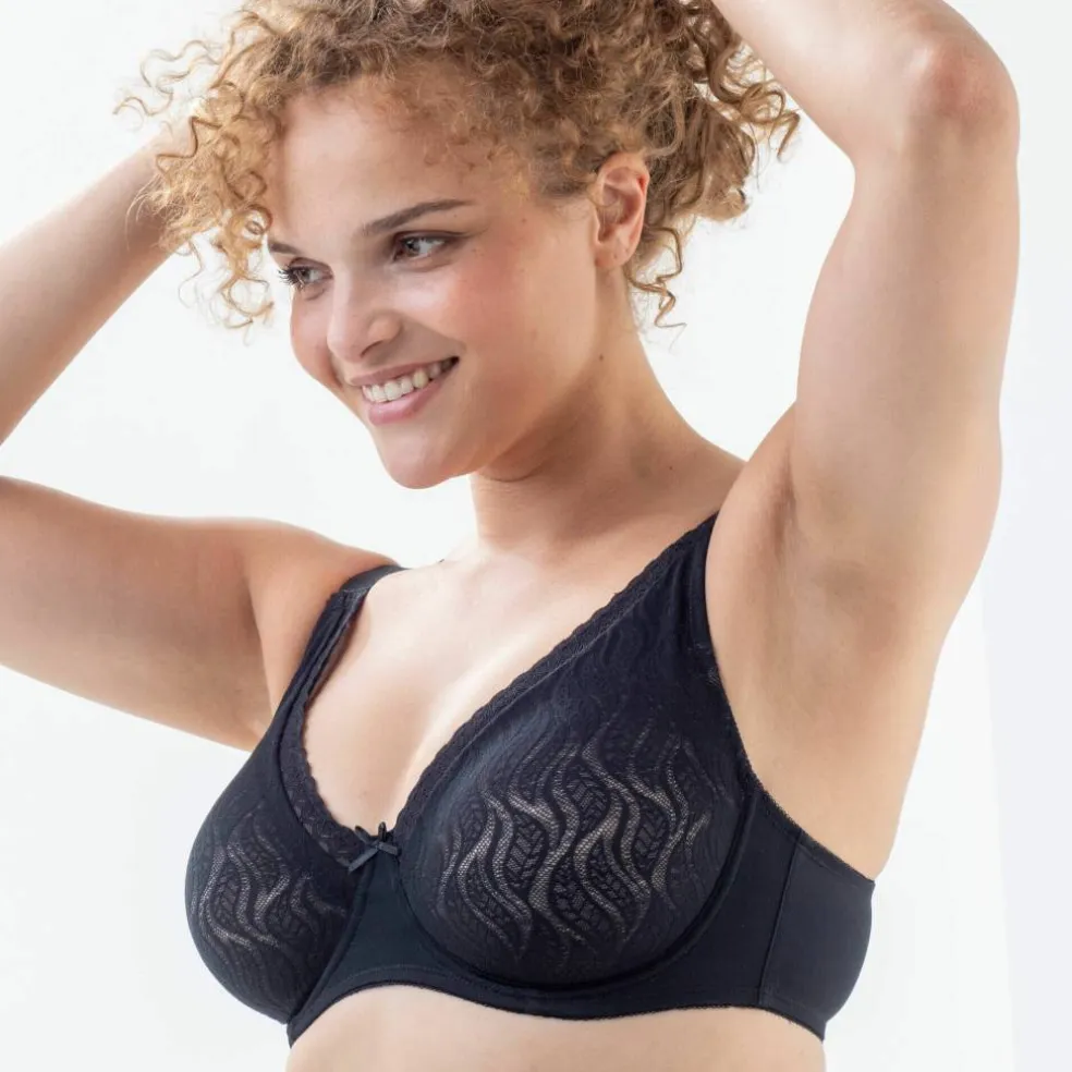 Soutien-gorge forme minimiseur en dentelle bicolore avec armatures