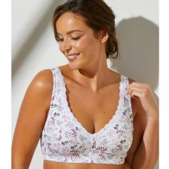 Soutien-gorge grand maintien coton imprimé fleuri 