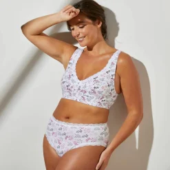 Soutien-gorge grand maintien coton imprimé fleuri 