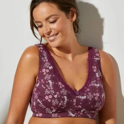 Soutien-gorge grand maintien coton imprimé fleuri 